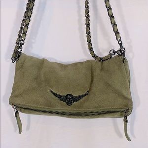 Zadig & Voltaire Olive Suede Rock Clutch